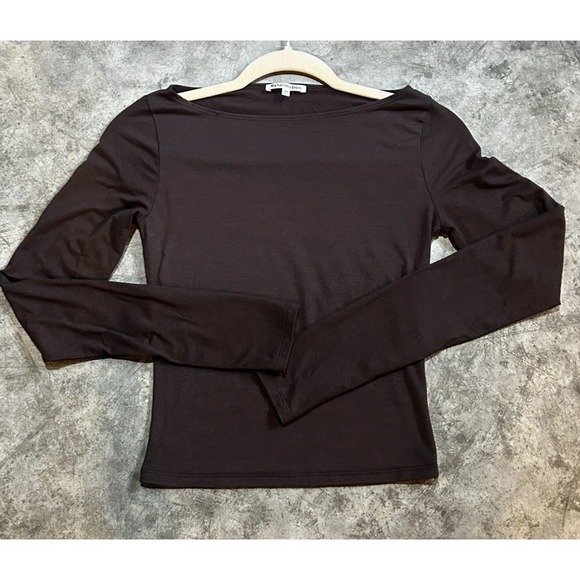 Reformation Wiley Knit Top Long Sleeve Square Neck Mole Color XS - Picture 4 of 10